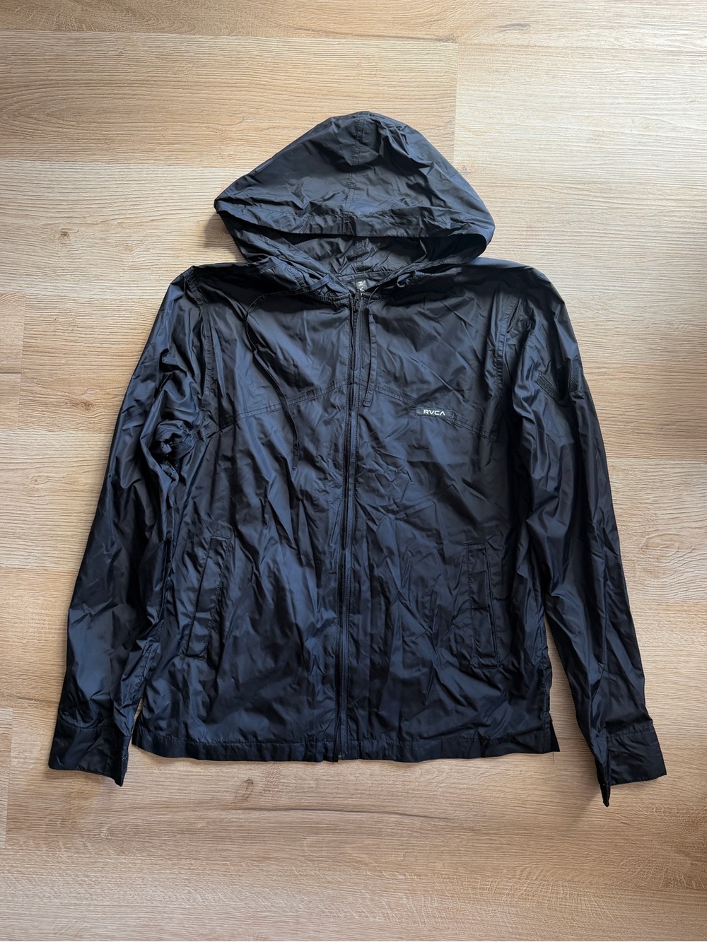 RVCA Black Lightweight Hooded Windbreaker Jacket